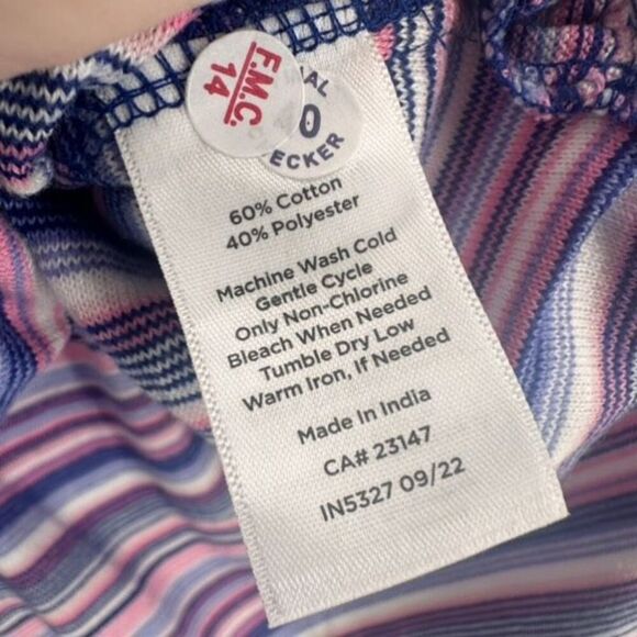 T by Talbots Women's Striped 3/4 Sleeve V-Neck Blouse Top Blue Pink Size Plus 2X - Picture 4 of 7